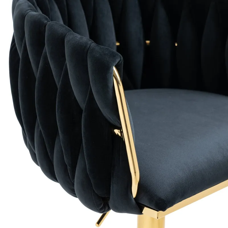 Rootz Vintage Bar Stools Set - Retro Chairs - Modern Seating - Ergonomic Support - Velvet Design - 53L x 51W x 87H cm