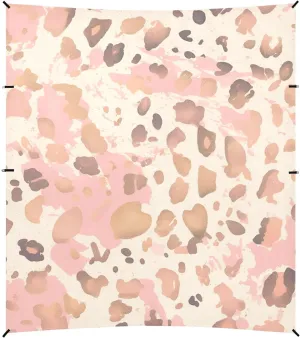 Rose Gold Foil Leopard Print Their Forms Merging and Distorting in an Abstract Manner Foldable Beach Cabana UPF50  Easy Setup Large Portable Sun Shelter with Sand Shovel, Sandbags for Family
