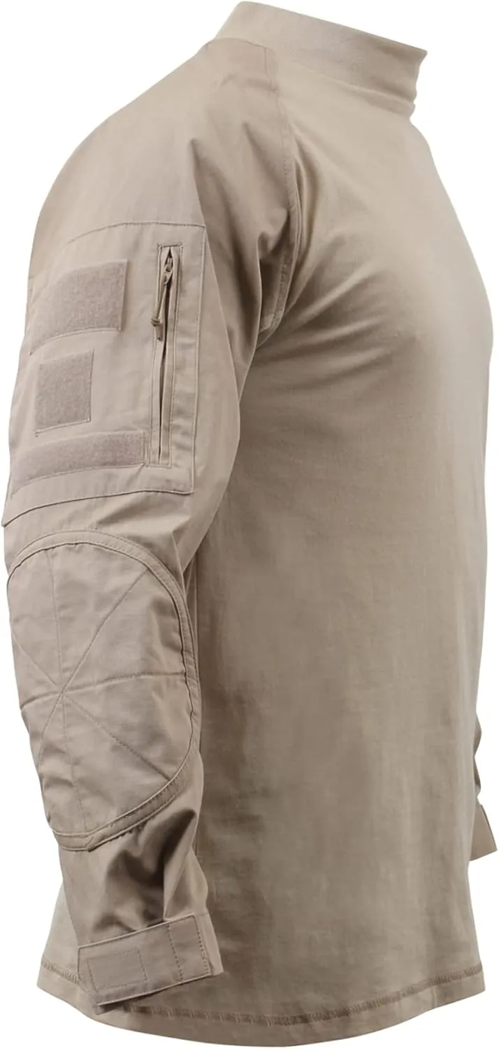 Rothco Tactical Combat Airsoft Shirt Lightweight Military Paintball Army Stretch Base Layer Top with Zip Pockets