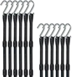 Rubber Bungee Cords Heavy Duty Outdoor with Adjustable Hooks (12-Pack) Assorted Weatherproof Straps with S Hooks for Tarps, Cargo, Motorcycle, Truck and More, Set of 21/6PCS & 31"/6PCS