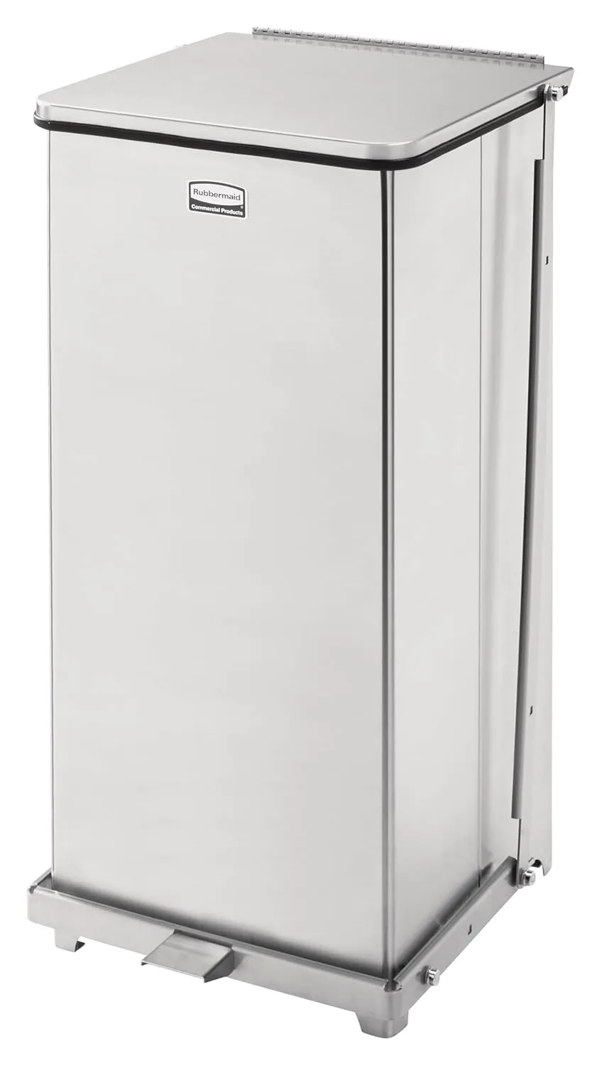 Rubbermaid Commercial Products Defenders Biohazard Steel Trash Can, Step-On, 13 GAL, Stainless Steel, Hospital/Doctor's Office/Healthcare Facilities