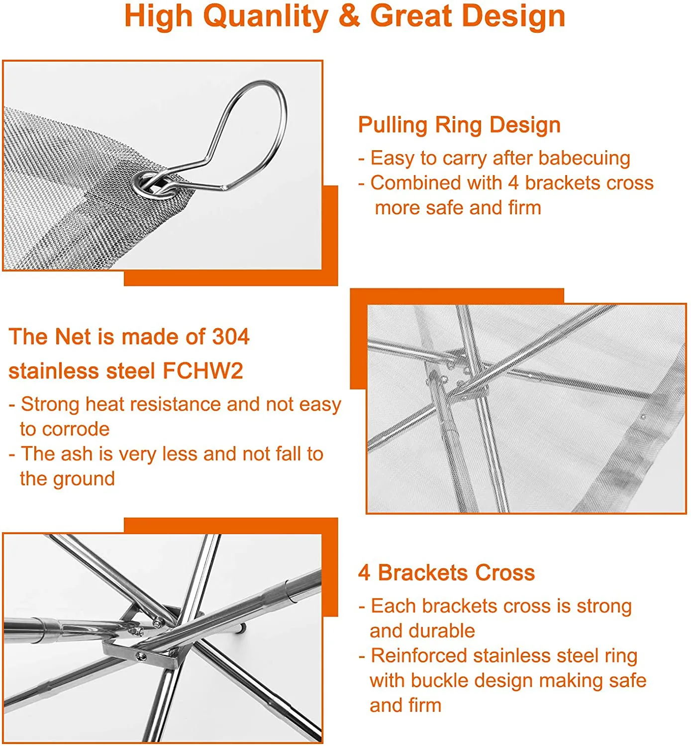 Rynx | Hoedia Portable Fire Pit Outdoor 16.5 Inch Camping Fire Pit Foldable, Steel Mesh Fire Pits for Camping, Outdoor, Patio, Backyard and Garden (Silver)