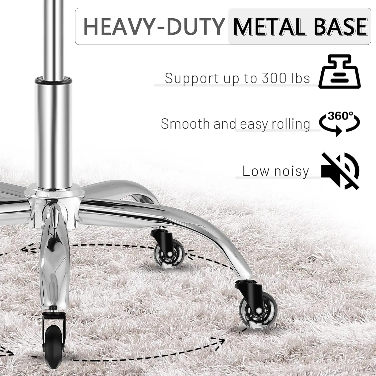 Saddle Stool with Wheels 300 lbs Weight Capacity, Heavy Duty Rolling Stool for Medical Massage Salon Kitchen Spa Drafting Nail-Tech,Height Adjustable,360 Swivel,Wide Thick Seat Padding (Grey)