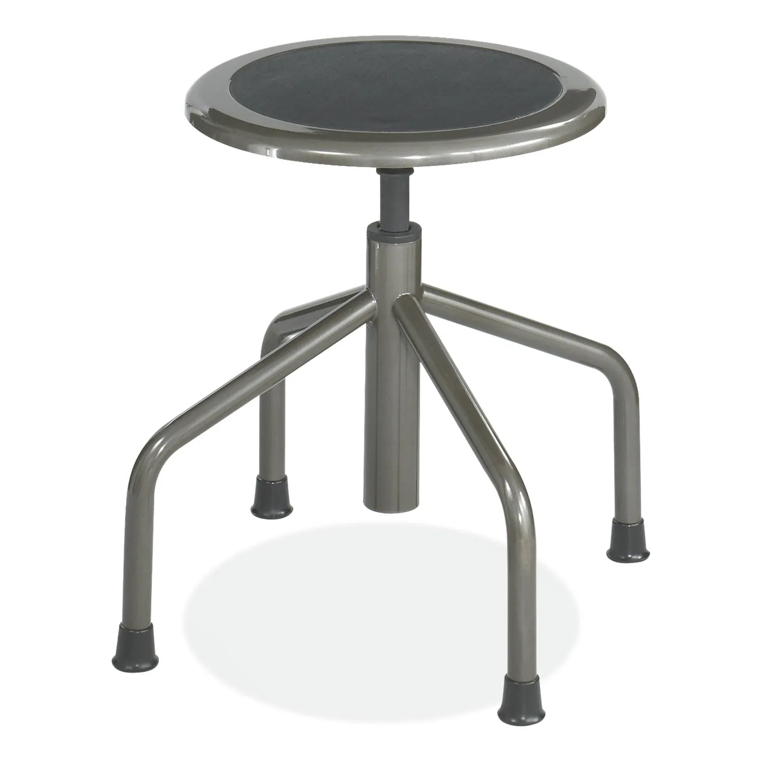 Safco® Diesel Low Base Stool, Backless, Supports Up to 250 lb, 16" to 22" Seat Height, Black Seat, Pewter Base