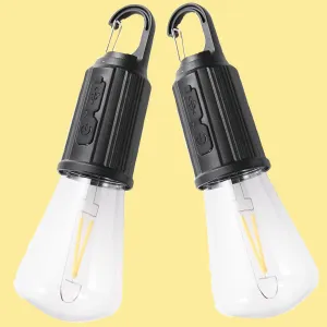 Sailstar Camping Light Bulbs Rechargeable, Hanging Tent Lamp Portable LED Camping Lanterns with 3 Lighting Modes and Hook for Hiking, Fishing, Backpacking, Pack of 2