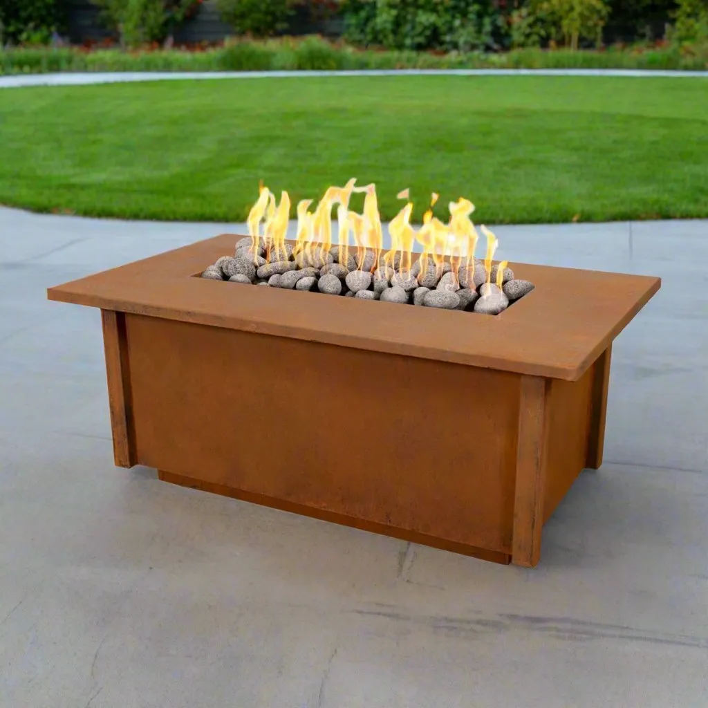 Salinas Rectangle Fire Table - Corten Steel