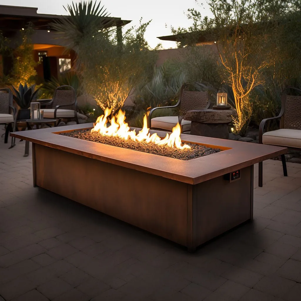 Salinas Rectangle Fire Table - Corten Steel
