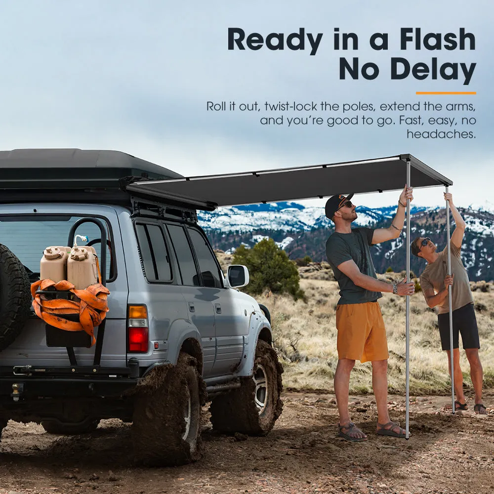 San Hima Car Side Awning 1.4x2m Pull-out Telescoping Poles Waterproof Car Shade