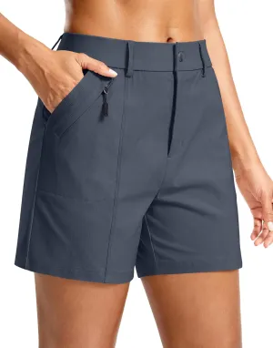 SANTINY Women's 5" Hiking Golf Shorts Quick Dry Stretch Casual Work Shorts with Pockets for Women Walking Travel Summer