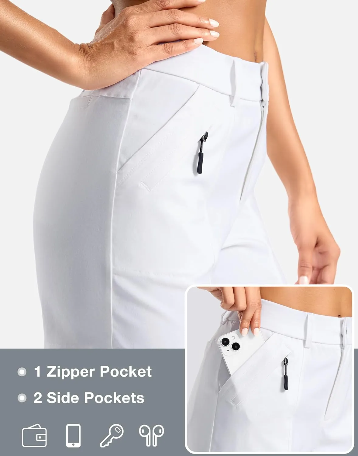 SANTINY Women's 5" Hiking Golf Shorts Quick Dry Stretch Casual Work Shorts with Pockets for Women Walking Travel Summer