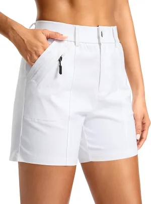 SANTINY Women's 5" Hiking Golf Shorts Quick Dry Stretch Casual Work Shorts with Pockets for Women Walking Travel Summer
