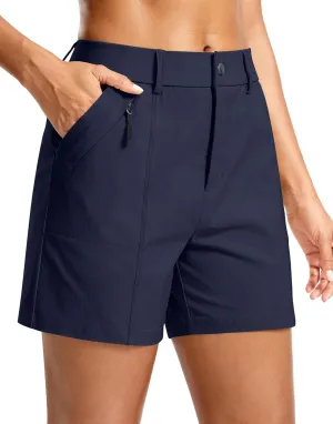 SANTINY Women's 5" Hiking Golf Shorts Quick Dry Stretch Casual Work Shorts with Pockets for Women Walking Travel Summer