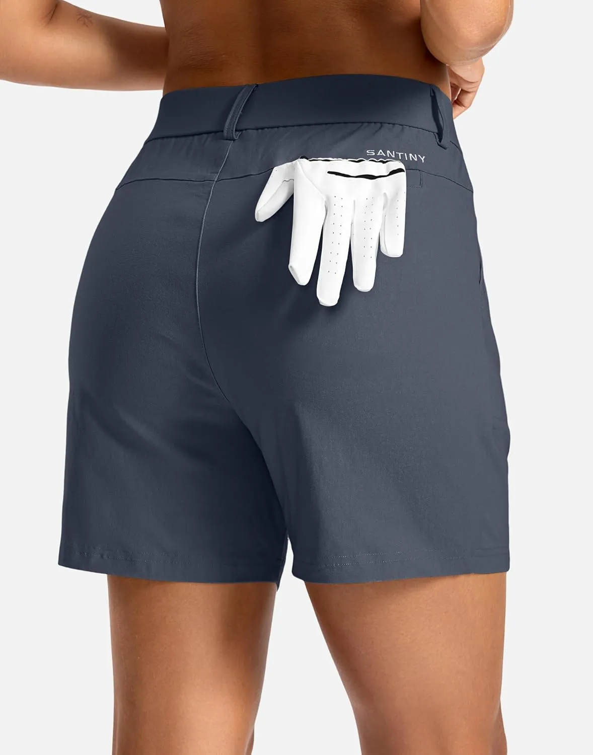 SANTINY Women's 5" Hiking Golf Shorts Quick Dry Stretch Casual Work Shorts with Pockets for Women Walking Travel Summer