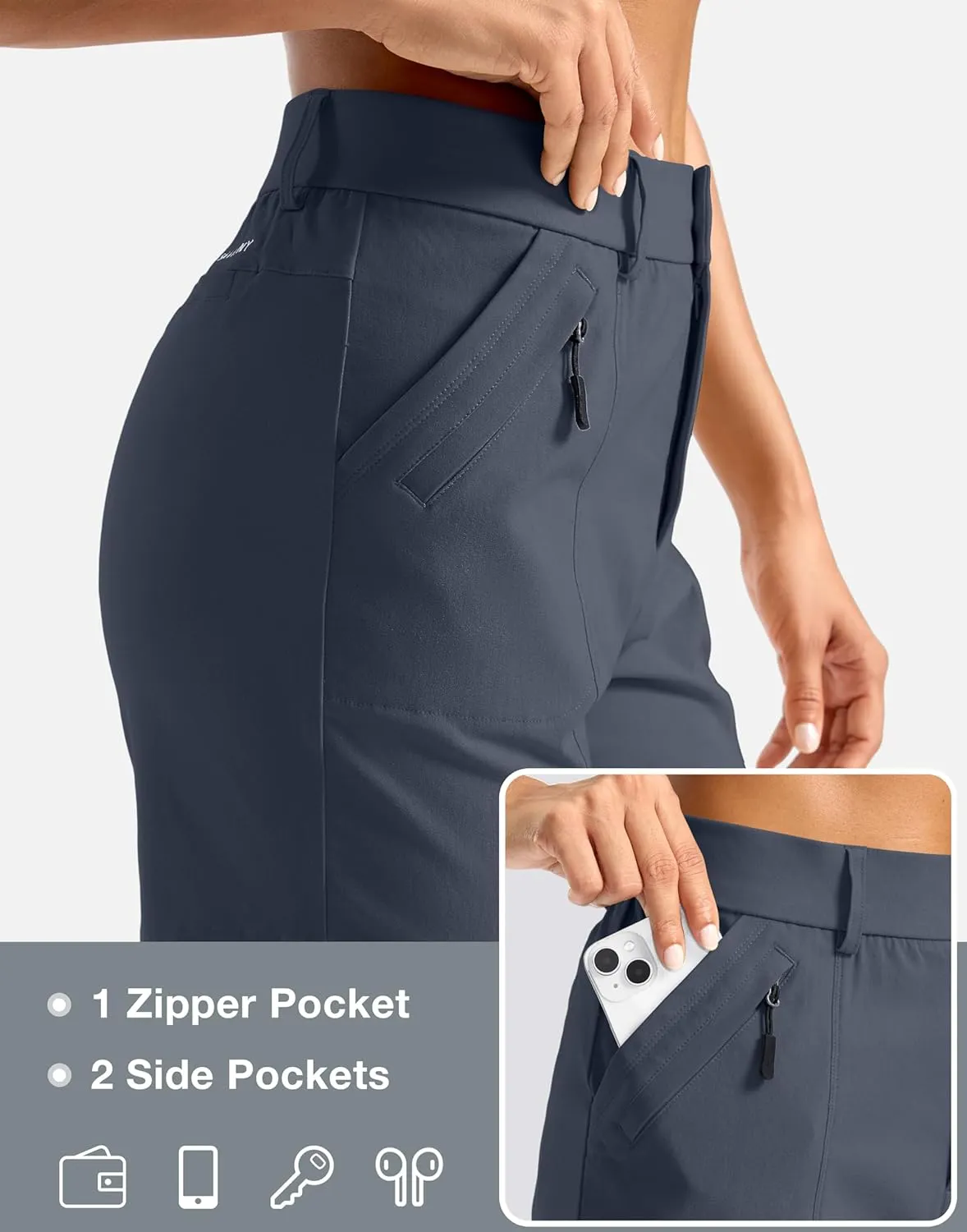 SANTINY Women's 5" Hiking Golf Shorts Quick Dry Stretch Casual Work Shorts with Pockets for Women Walking Travel Summer