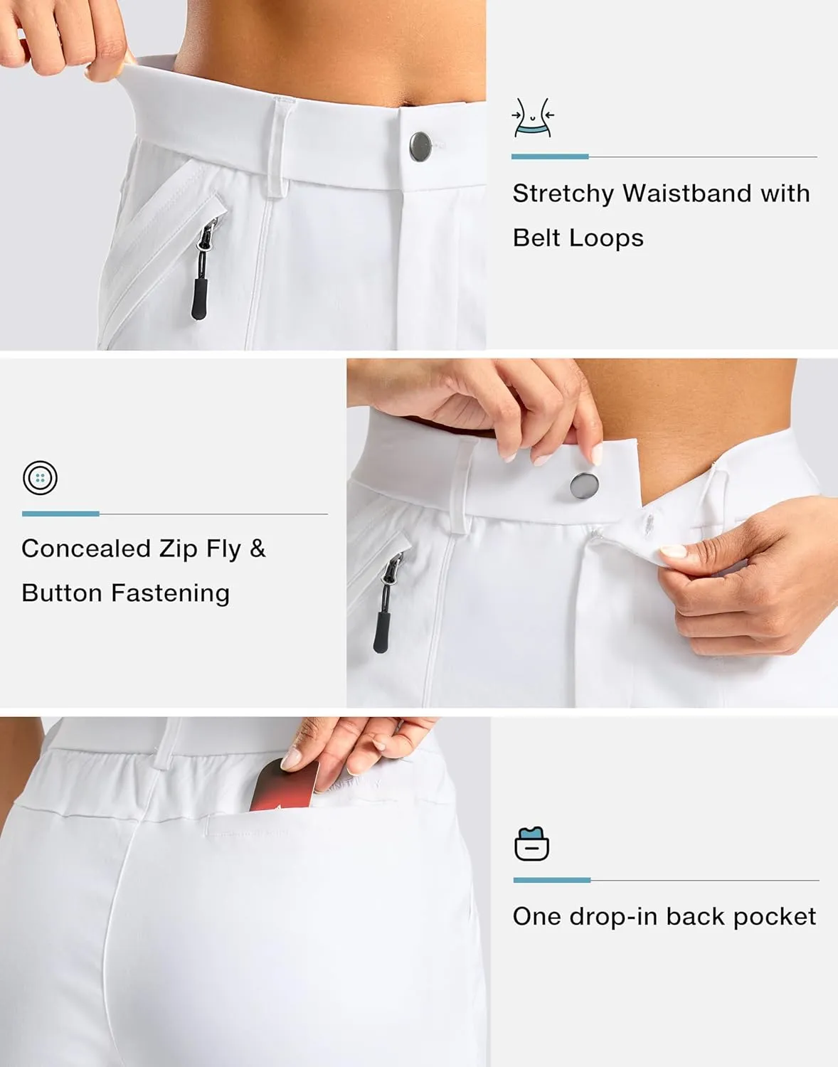 SANTINY Women's 5" Hiking Golf Shorts Quick Dry Stretch Casual Work Shorts with Pockets for Women Walking Travel Summer
