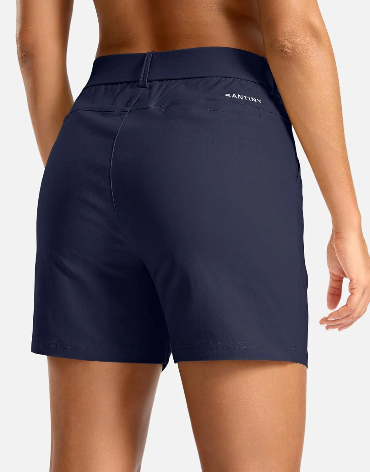 SANTINY Women's 5" Hiking Golf Shorts Quick Dry Stretch Casual Work Shorts with Pockets for Women Walking Travel Summer