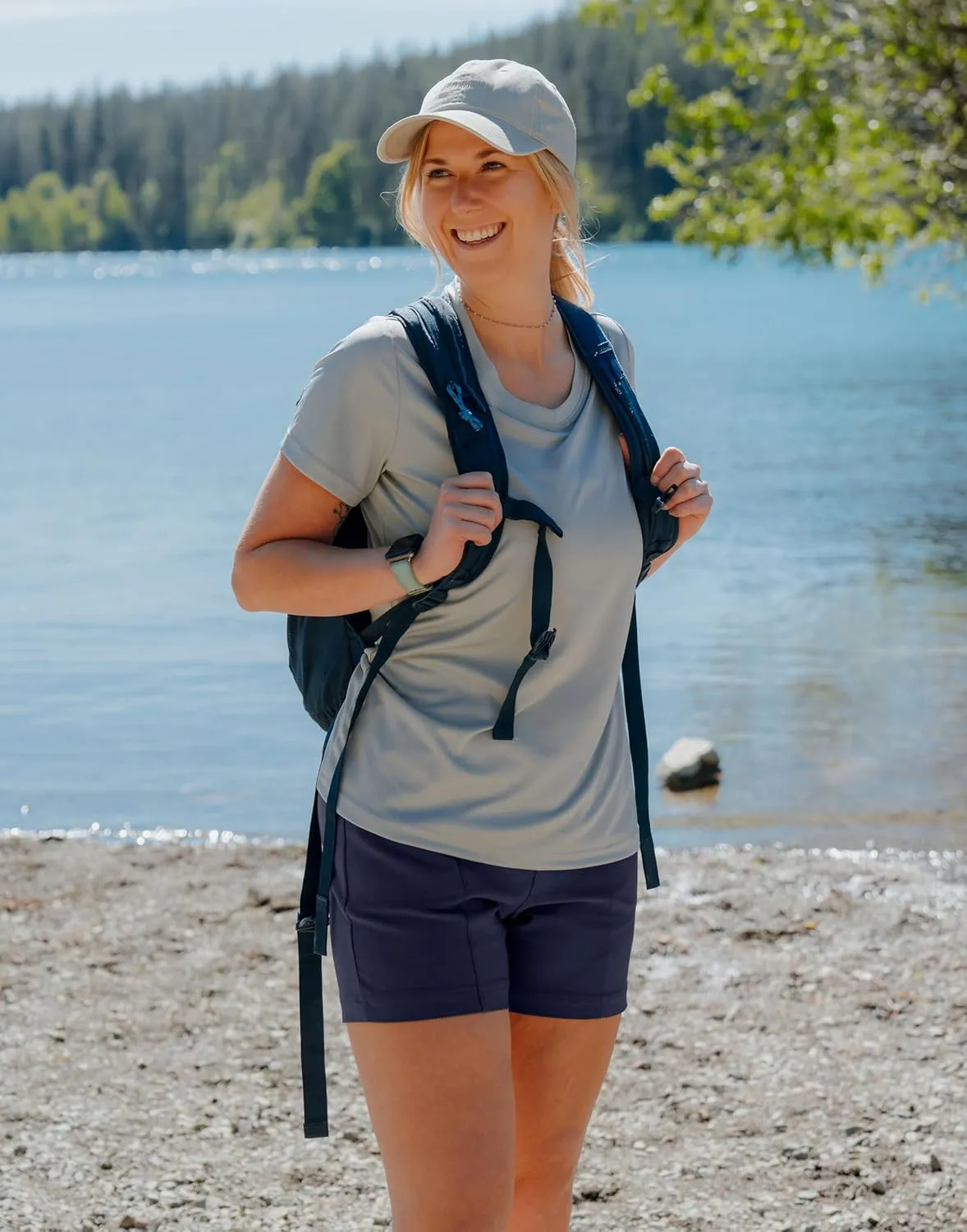 SANTINY Women's 5" Hiking Golf Shorts Quick Dry Stretch Casual Work Shorts with Pockets for Women Walking Travel Summer