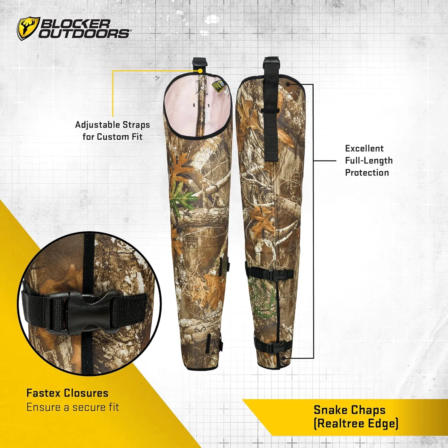 SCENTBLOCKER Snake Chaps – Snake Bite Protection for Hunting, Hiking, Camping, and Work for Men and Women