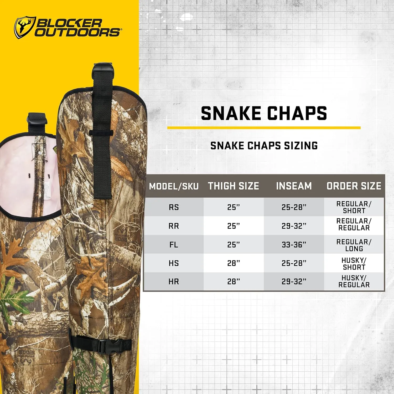 SCENTBLOCKER Snake Chaps – Snake Bite Protection for Hunting, Hiking, Camping, and Work for Men and Women