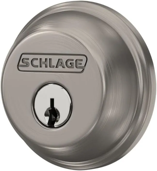 Schlage B60 N 619 Deadbolt, Keyed 1 Side, Highest Residential Security, Satin Nickel