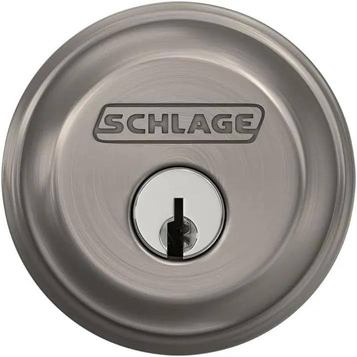 Schlage B60 N 619 Deadbolt, Keyed 1 Side, Highest Residential Security, Satin Nickel