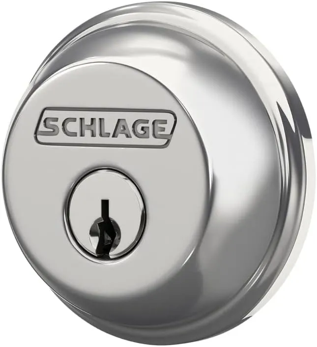 SCHLAGE B60N625 Deadbolt, Keyed 1 Side, Bright Chrome