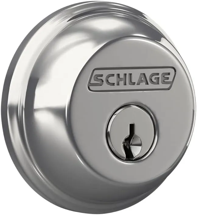 SCHLAGE B60N625 Deadbolt, Keyed 1 Side, Bright Chrome