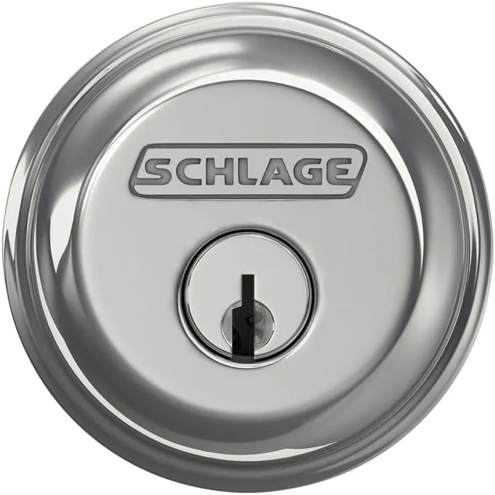SCHLAGE B60N625 Deadbolt, Keyed 1 Side, Bright Chrome