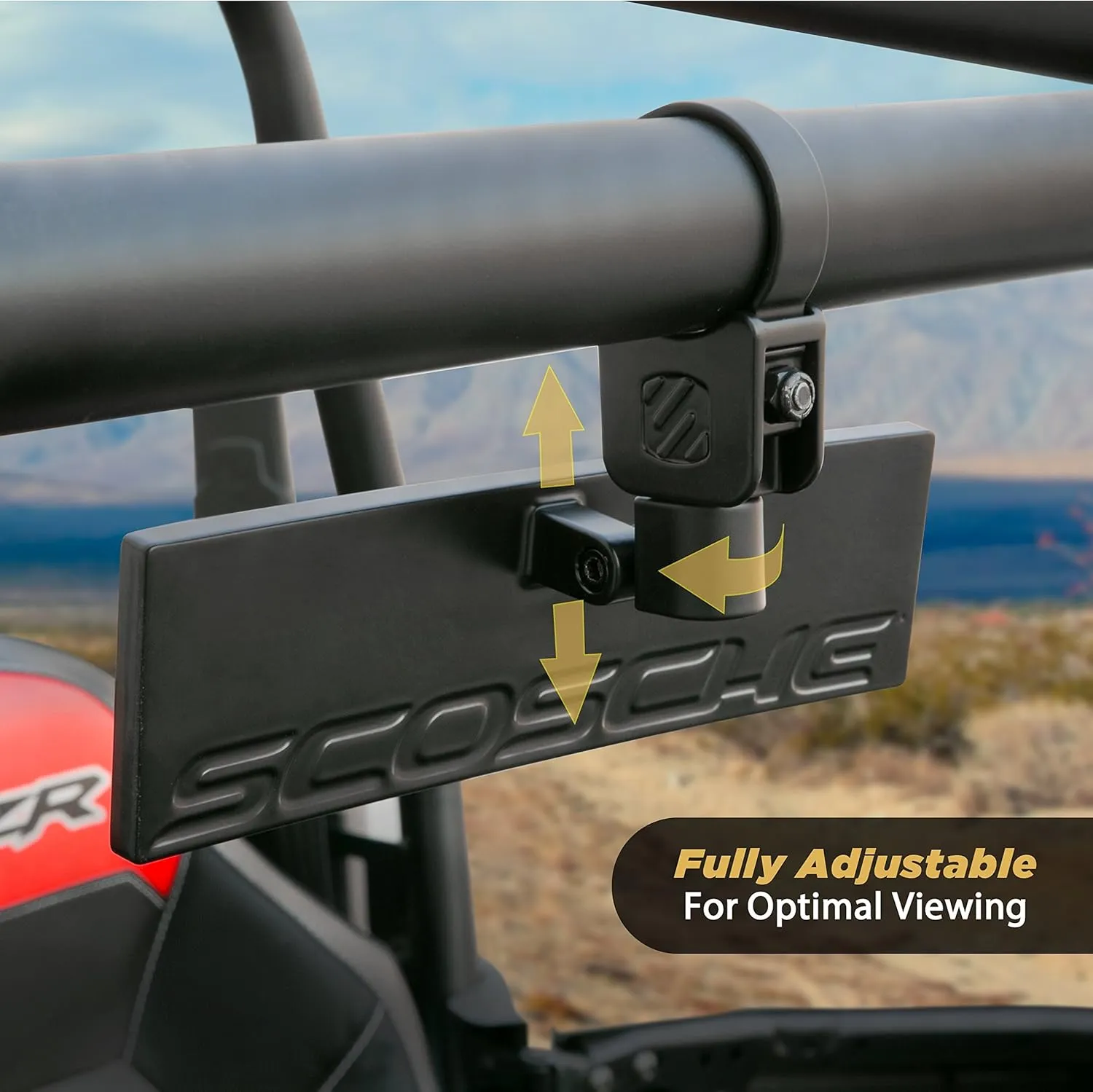 SCOSCHE PSM21009-15 BaseClamp 9” Panoramic View Mirror with 1.5” Tube Clamp for ATV's UTV's and Side x Sides