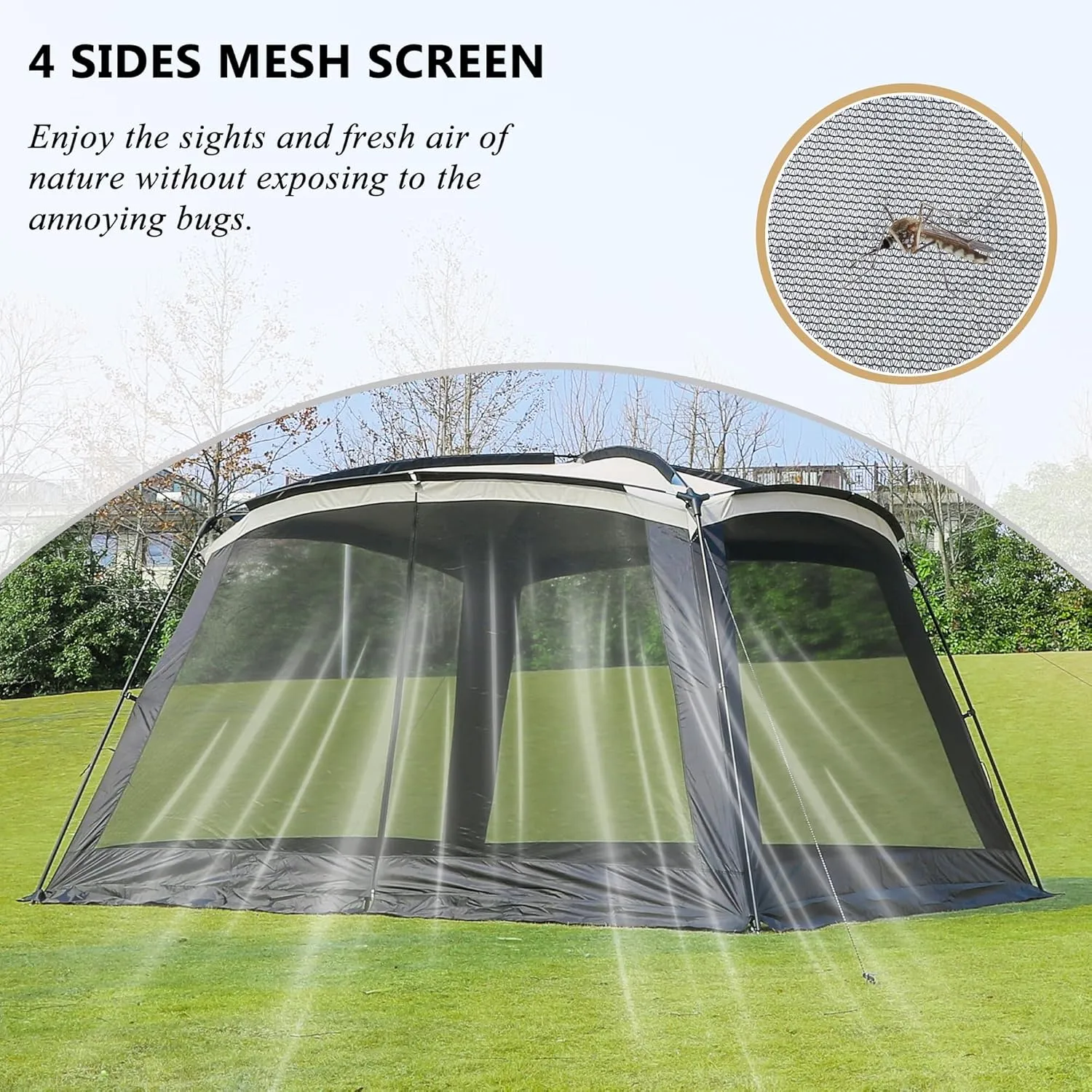 Screen House Room 11x11 Ft Mesh Net Tent Canopy Shelter Gazebo, Easy Setup & Waterproof & Sunshade, Suitable for Camping Trip, Backyard, Beach, Picnic