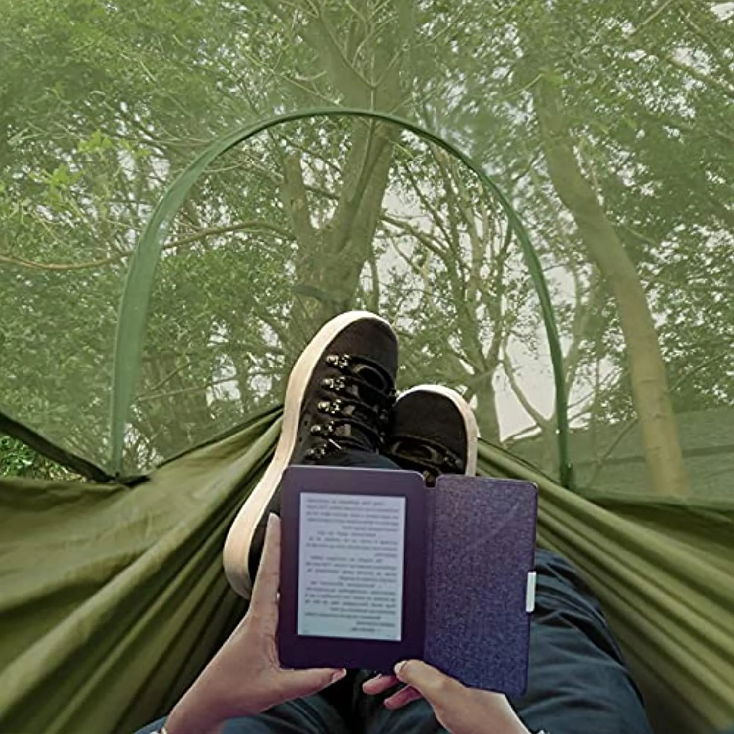 SEAFTE Camping Hammock with Mosquito Bug Net,2 Person Travel Hammocks with Tree Straps, Outdoor Portable Hanging Hammock Bed Men Women Kid for Backpacking, Patio, Hiking, Yard