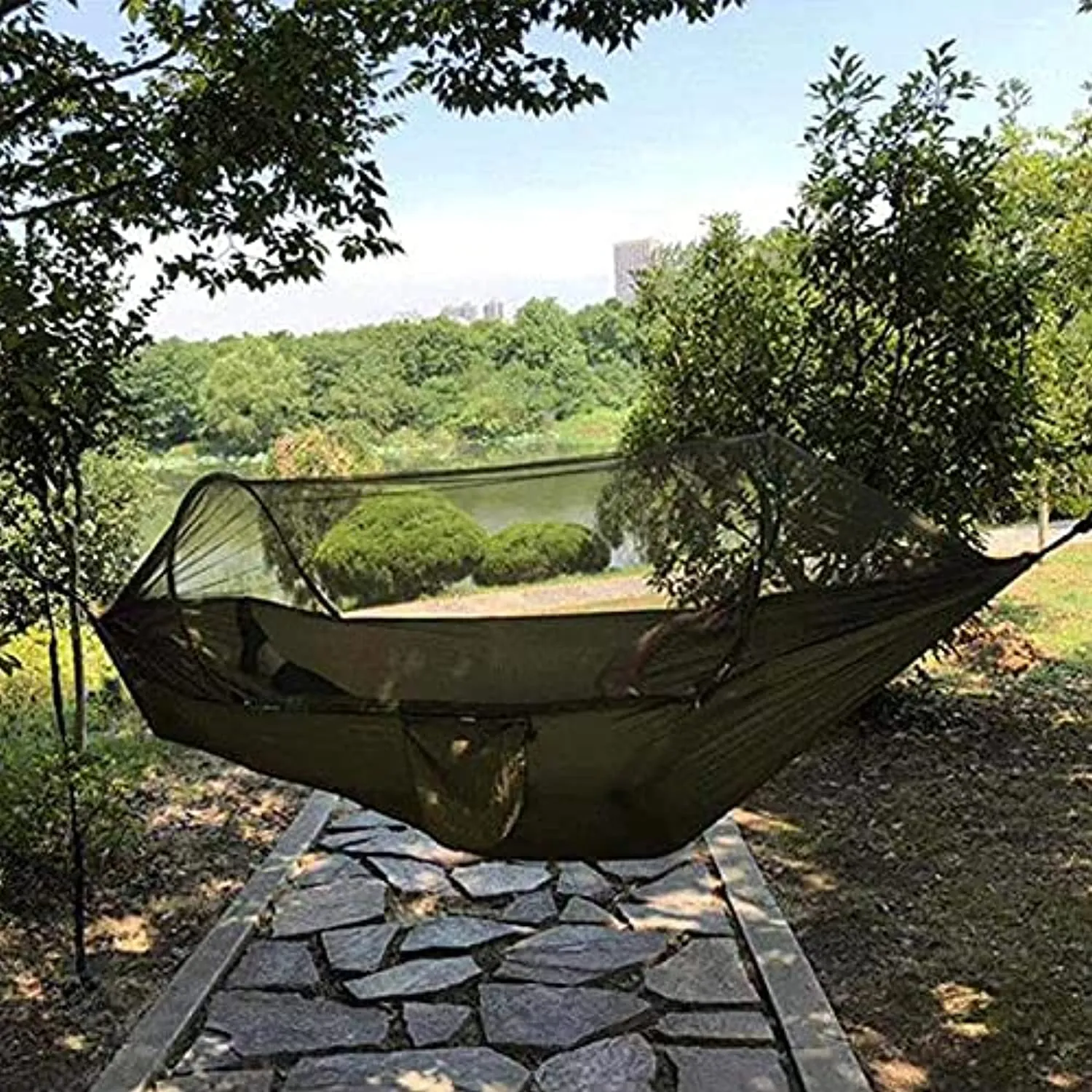SEAFTE Camping Hammock with Mosquito Bug Net,2 Person Travel Hammocks with Tree Straps, Outdoor Portable Hanging Hammock Bed Men Women Kid for Backpacking, Patio, Hiking, Yard