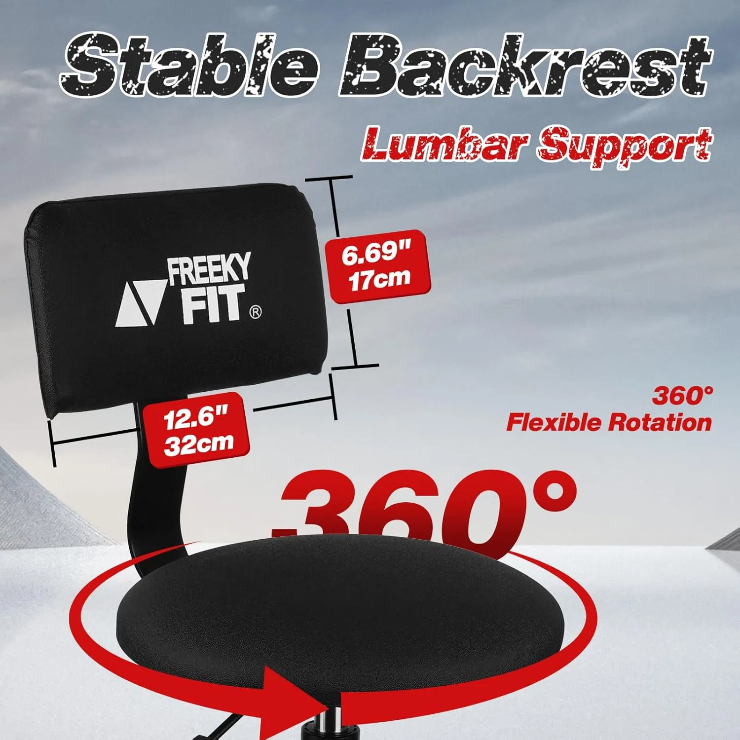 Shop Stool with Backrest, Mechanic Garage Stool for Workshop, Adjustable Stool Chair, Padded Workbench Stool for Men Women, 300 LBS Capacity, 360° Swivel PVC Seat, Heavy Duty, Black