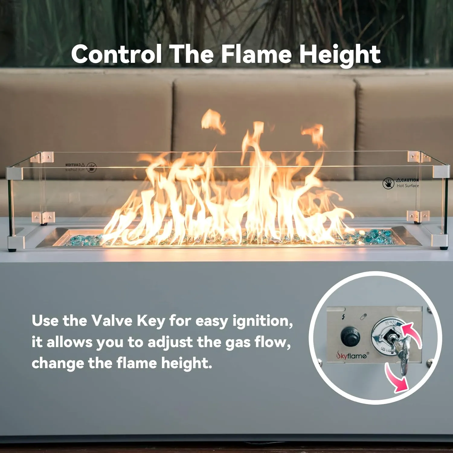 Skyflame 3/4 Inch Stainless Steel Fire Pit Gas Burner Spark Ignition Kit - Including Push Button Igniter Gas Shut-Off Valve with Key