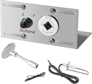 Skyflame 3/4 Inch Stainless Steel Fire Pit Gas Burner Spark Ignition Kit - Including Push Button Igniter Gas Shut-Off Valve with Key
