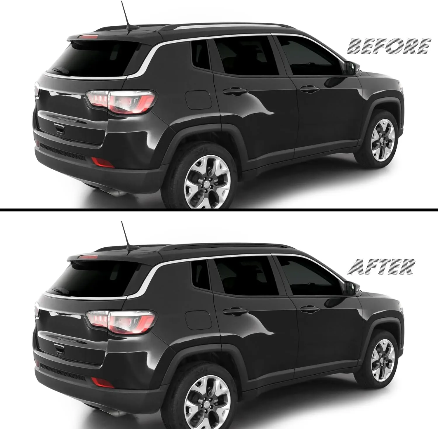 SlickMod Chrome Delete Blackout Vinyl Overlay for 2017-2025 Jeep Compass Roof Rack Trim (Carbon Fiber)