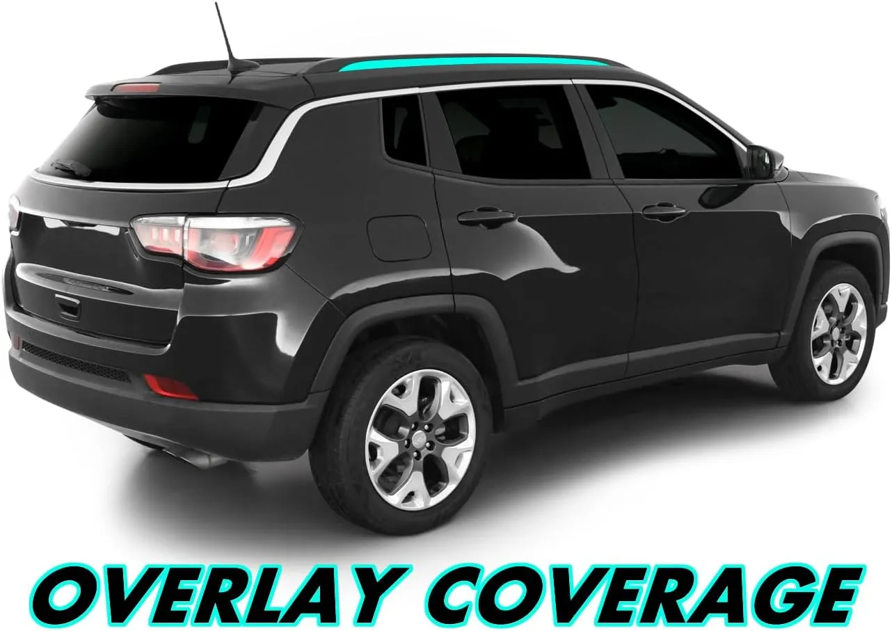 SlickMod Chrome Delete Blackout Vinyl Overlay for 2017-2025 Jeep Compass Roof Rack Trim (Carbon Fiber)
