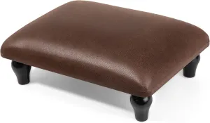 Small Foot Stool Ottoman with Stable Wood Legs Upholstered Footstool Padded Foot Rest Step Stool for High Beds Seat Chair Couch Sofa Patio Bedroom Living Room Office (5.9" H-Brown)