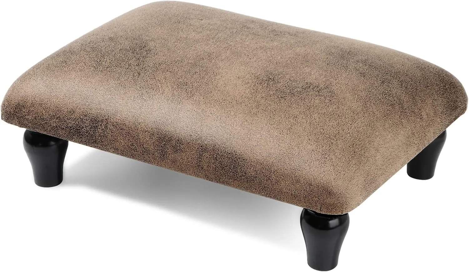 Small Foot Stool Ottoman with Stable Wood Legs Upholstered Footstool Padded Foot Rest Step Stool for High Beds Seat Chair Couch Sofa Patio Bedroom Living Room Office (5.9" H-Shallow Brown)
