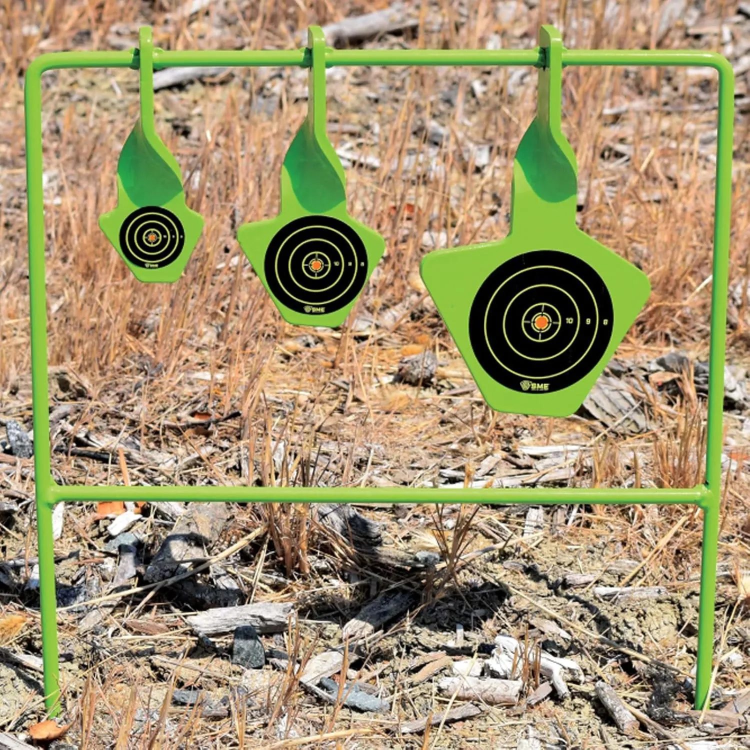 SME Steel Spinning Target System | Durable Hunting Sports Shooting Competition Stable Target Stand with 3 Highly Visible Floating Targets