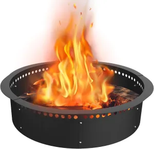 Smokeless Fire Pit Ring 40-Inch Outer 36-Inch Inner Diameter, Large Solid Steel Firepit Liner for Outside Wood Burning, DIY Campfire Ring Above or In-Ground for Outdoor