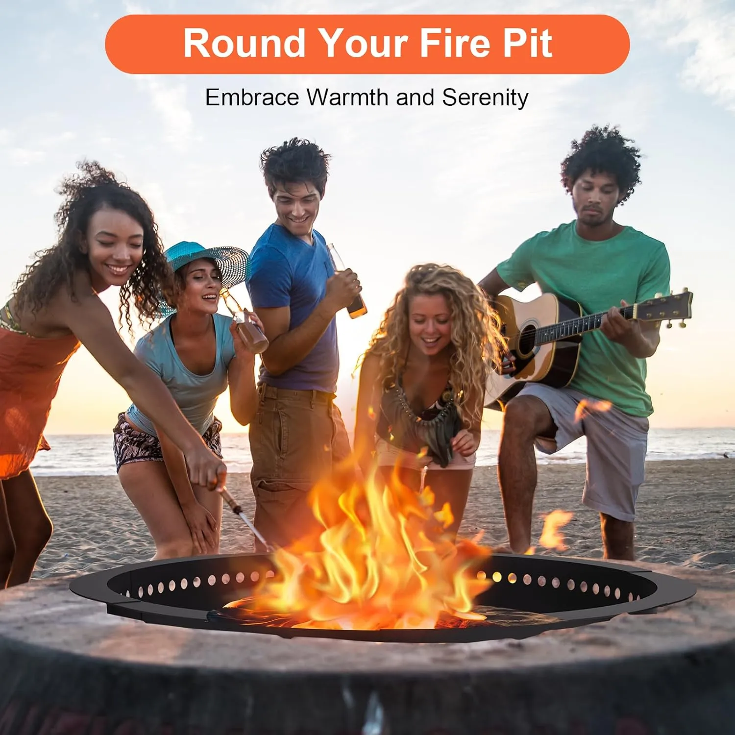 Smokeless Fire Pit Ring 40-Inch Outer 36-Inch Inner Diameter, Large Solid Steel Firepit Liner for Outside Wood Burning, DIY Campfire Ring Above or In-Ground for Outdoor