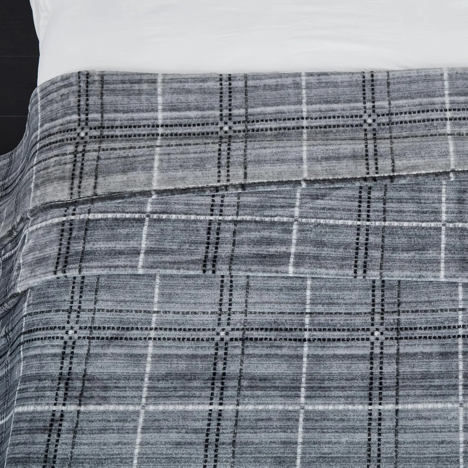Soft Cozy 120x120 Inches Seamless Oversized King Fleece Blanket, Line Pattern Giant Huge, Extra Large 10'x10' California King Blanket for Sofa, Family, Travel, Line Dark Grey