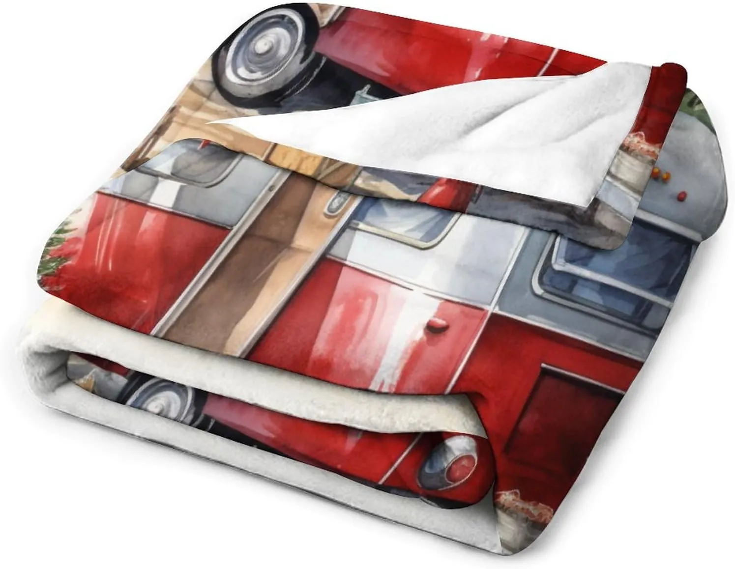 Soft Throw Blanket Camping Trailer Beach Holiday Christmas Print Soft Fuzzy Plush Blanket Bedding Cozy Lightweight Camp with Mountain Campfire and Forest Camping Adventure Vintage Blanket 40"x50"