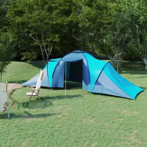 Spacious and Easy-Setup Camping Tent for 6 with Mosquito Net, Blue and Light Blue