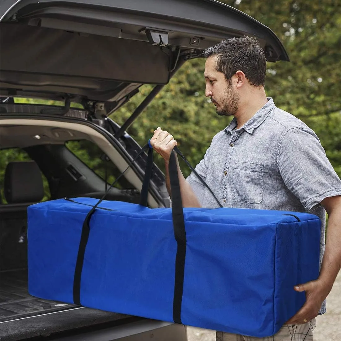 Sports Duffle Bag - Extra Large Travel Duffel Luggage Bag with Upgrade Zipper, Sturdy & Water Resistant Big Storage Bag for Christmas Tree (Blue 47inch 2Pack)