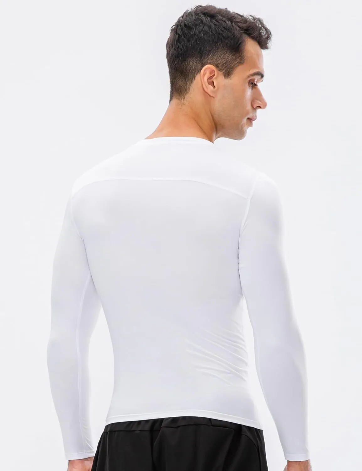 SPVISE 3 Pack Men's Compression Shirts Long Sleeve Athletic Muscle Support Workout Tops for Football Undershirt Base Layer