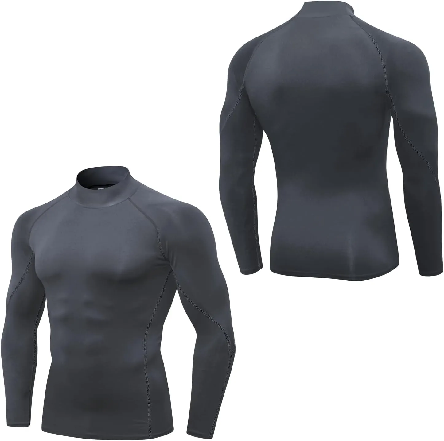 SPVISE 3 Pack Men's Compression Shirts Long Sleeve Athletic Muscle Support Workout Tops for Football Undershirt Base Layer