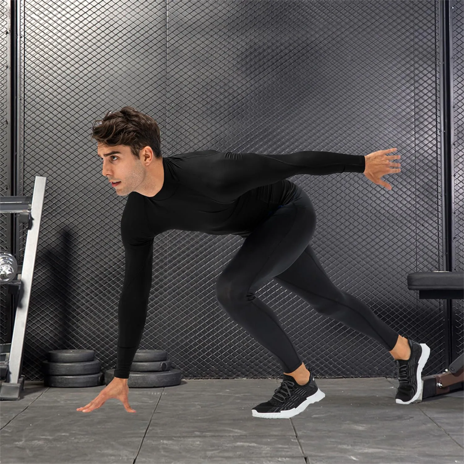 SPVISE 3 Pack Men's Compression Shirts Long Sleeve Athletic Muscle Support Workout Tops for Football Undershirt Base Layer