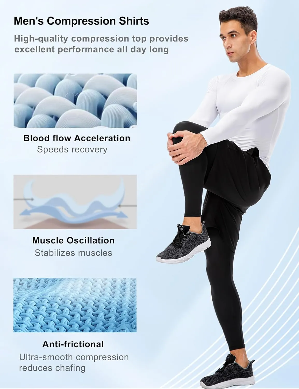 SPVISE 3 Pack Men's Compression Shirts Long Sleeve Athletic Muscle Support Workout Tops for Football Undershirt Base Layer